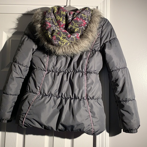 London Fog gray/pink girls puffer coat! - Picture 1 of 10